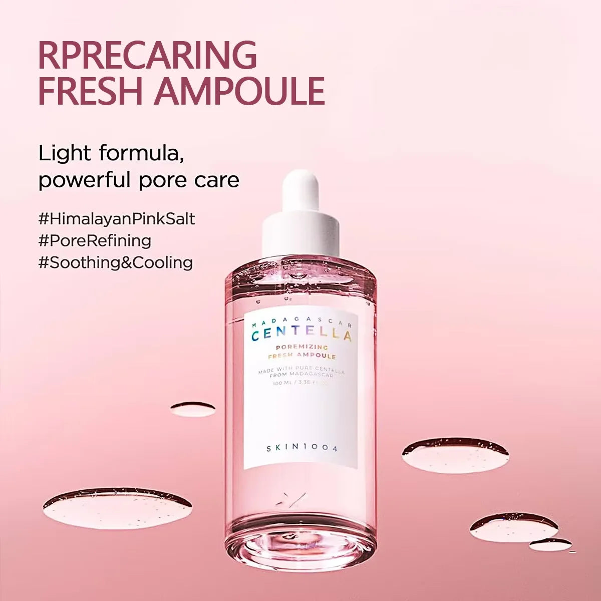 Clear glass dropper bottle of pore-minimizing facial serum for oily skin