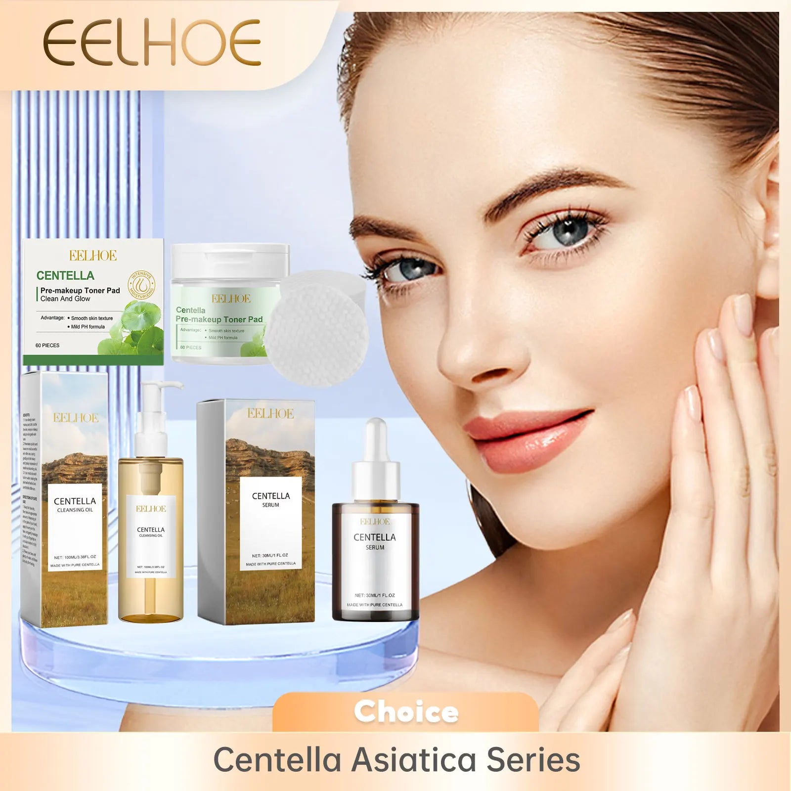 Toner pads set with centella and hyaluronic acid for soothing skin