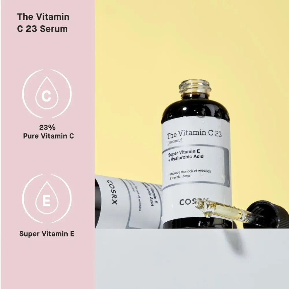 Peptide skin booster serum and vitamin C brightening serum set, two bottles