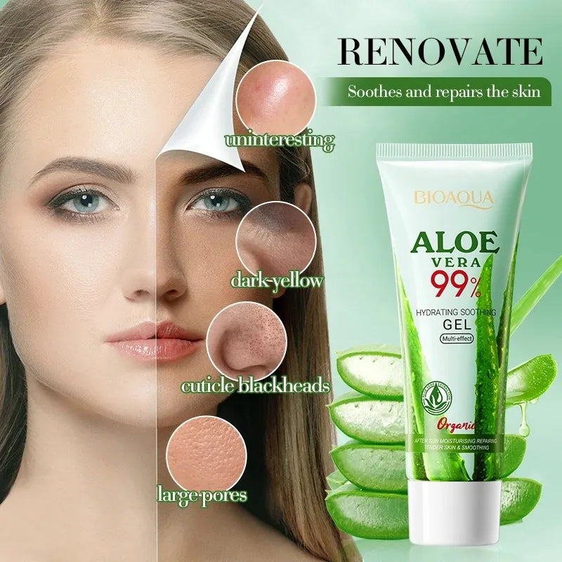 Soothing aloe vera gel bottle for face and body hydration