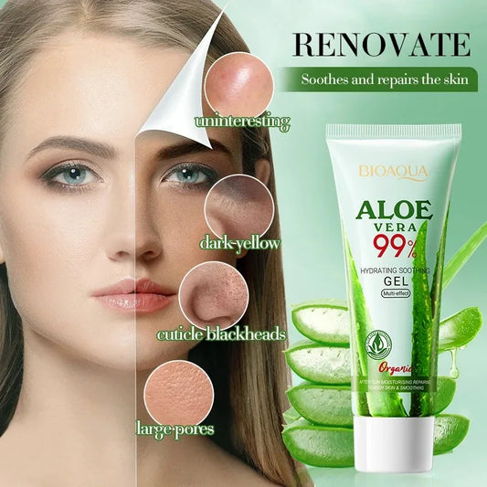 Soothing aloe vera gel bottle for face and body hydration