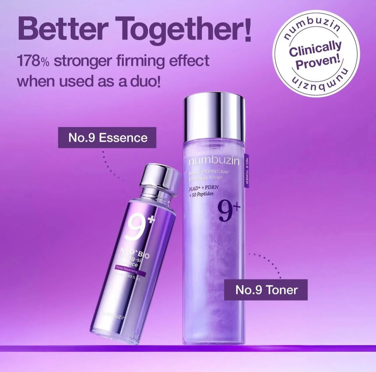 NUMBUZIN No.9+ Time-Reversing Complete Skincare Set — Retinol & PDRN — PDRN toner bottle front view