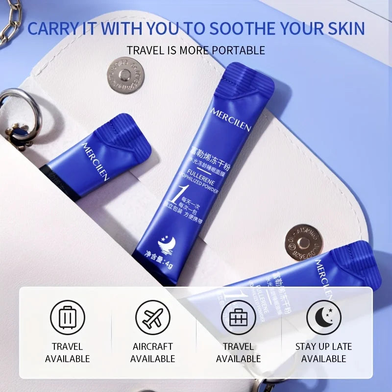 MERCILEN Fullerene Sleeping Facial Mask — Fullerene & Lyophilized Powder — Mask applied on face overnight demo