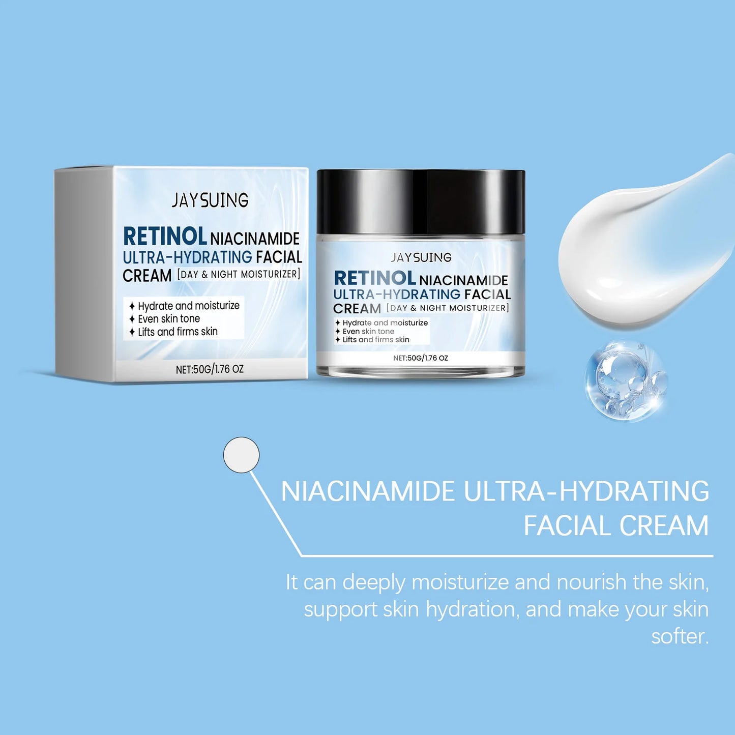 Moisturizing barrier cream with niacinamide and retinol in a jar