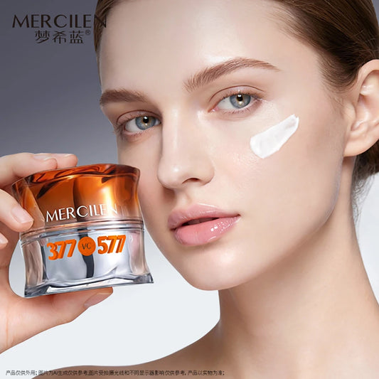 MERCILEN — 377 VC Face Cream — Jar opened showing brightening cream texture