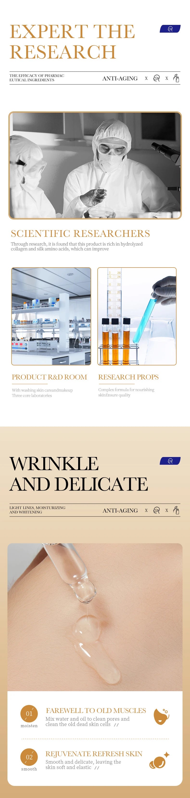 Facial serum bottle with collagen nourishing firming formula