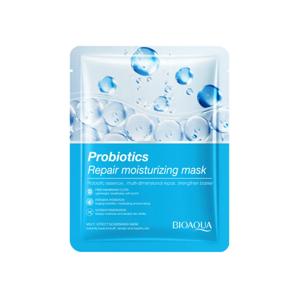 BIOAQUA Probiotic Repair Sheet Mask — probiotics + acne soothing — full 10-pack box display
