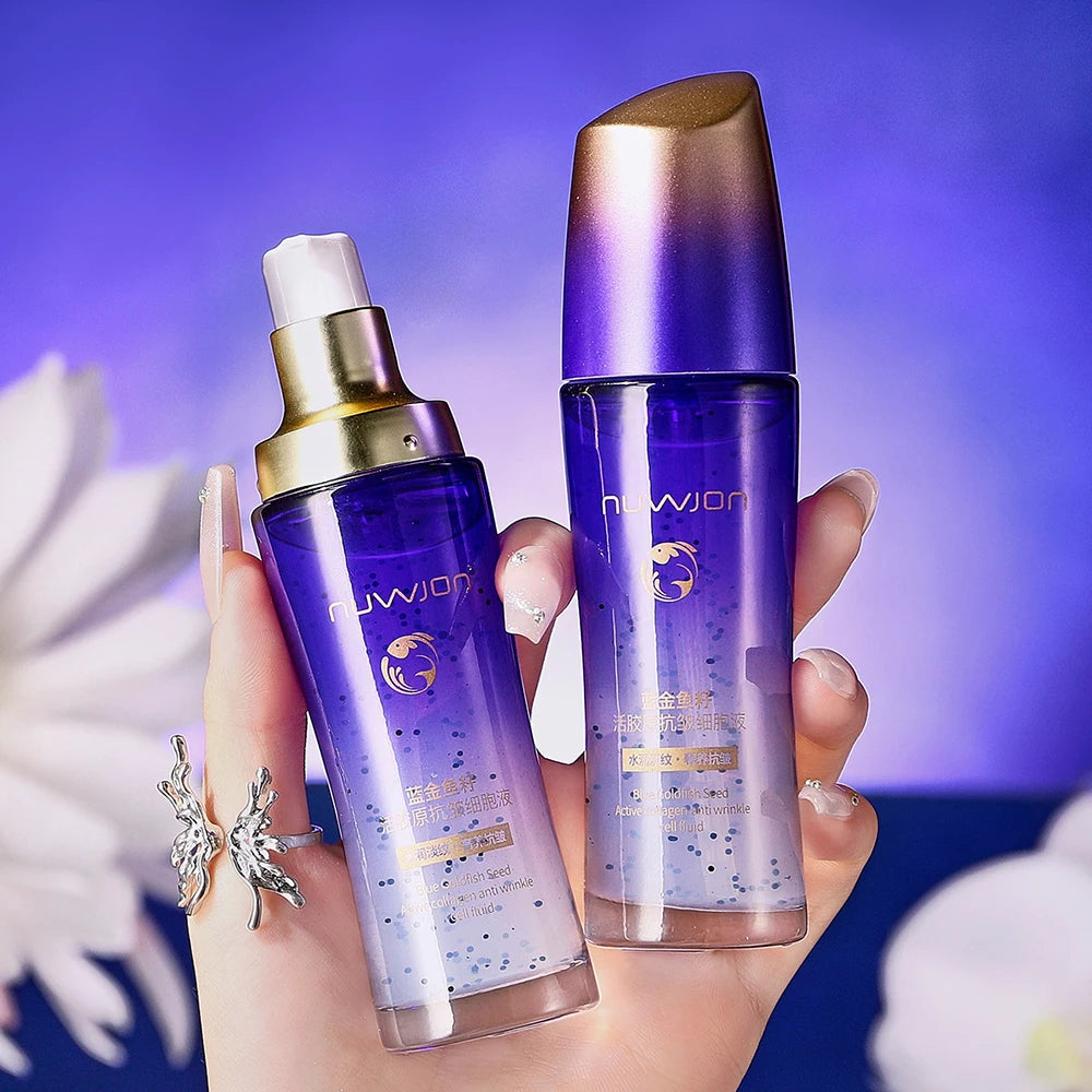 NUWJON Blue Goldfish Seed Active Collagen Anti Wrinkle Cell Liquid Moisturizing Refreshing Soft Face Care Essence Beauty Skincare  50ml