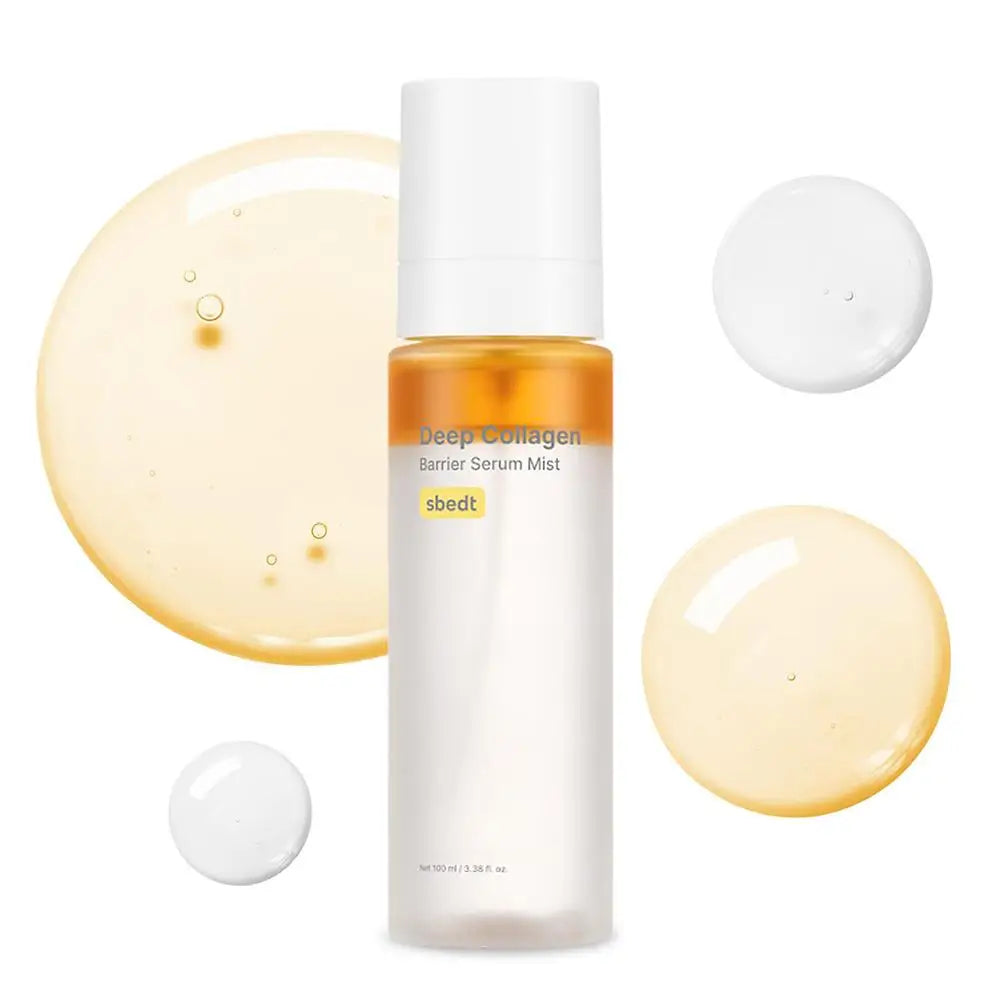 Skincare set featuring collagen silk peptide serum, PDRN ampoule, and retinol treatment cream.