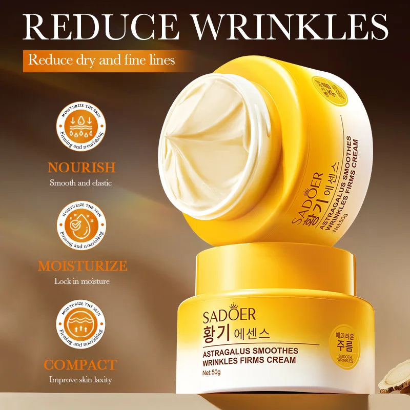 Firming face cream jar with astragalus extract for moisturising