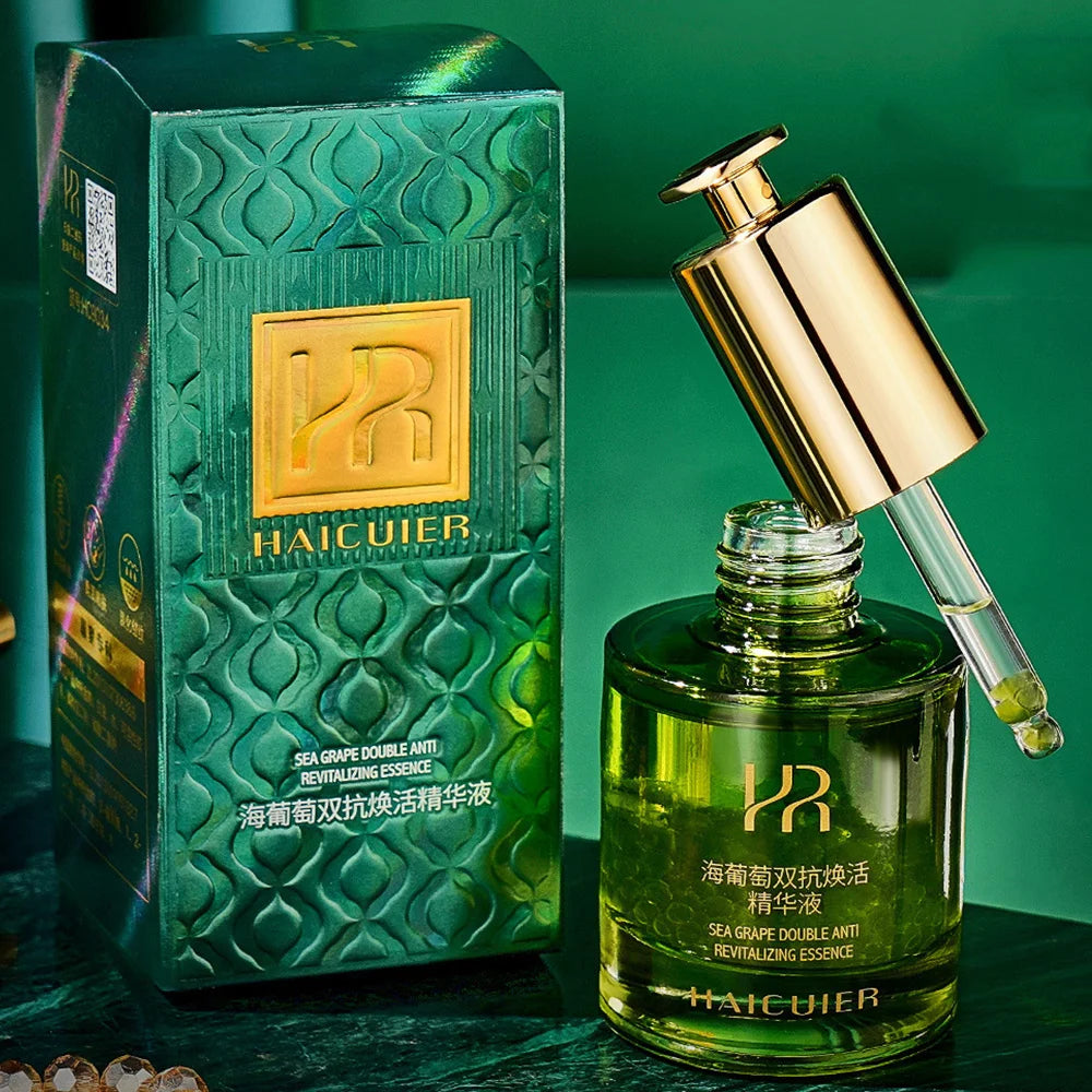 Haicuier Sea Grape Collagen Peptide Essence Oil — sea grape + collagen peptides — green bottle front view
