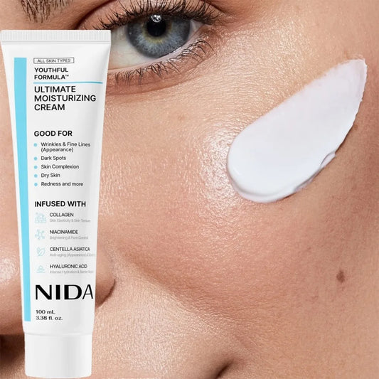 NIDA Natural Plant Extract Face Cream — Natural Plant Extract — Tube front view with NIDA branding close-up