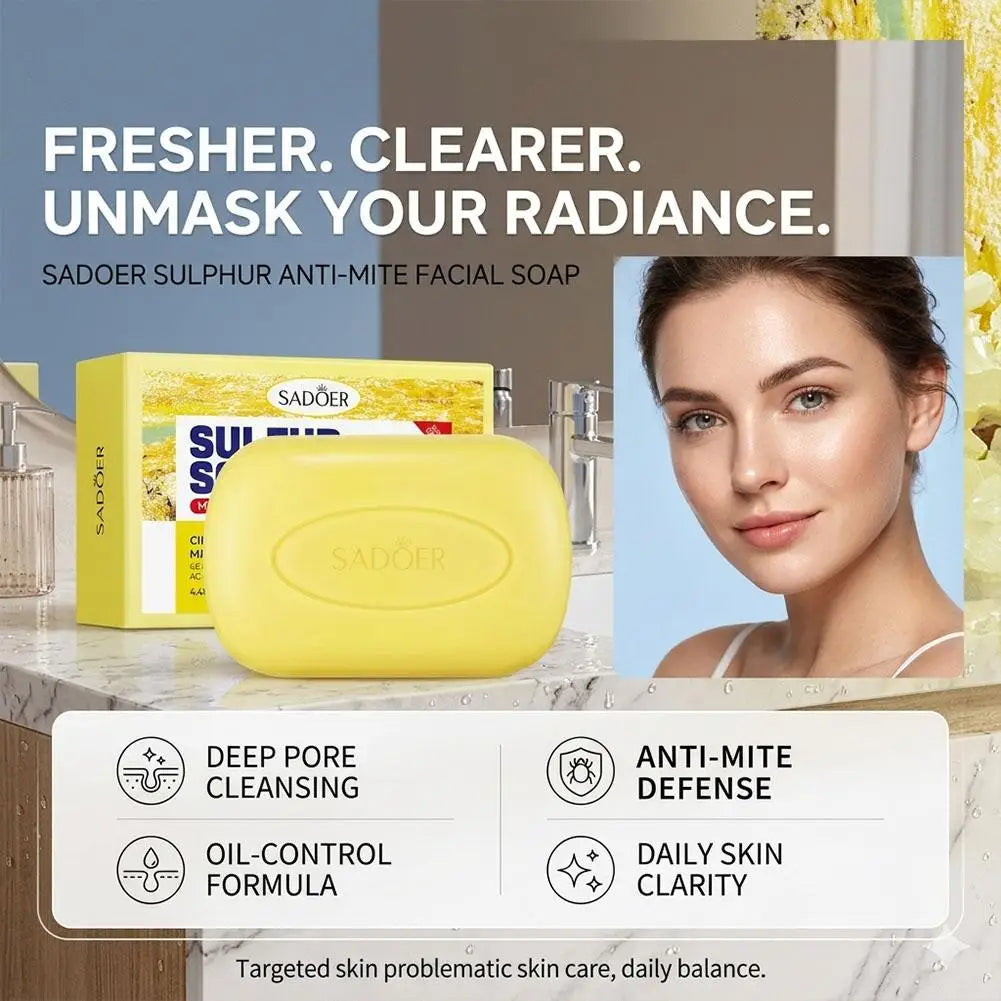 Sulfur cleansing soap bar that helps remove mites and moisturize skin