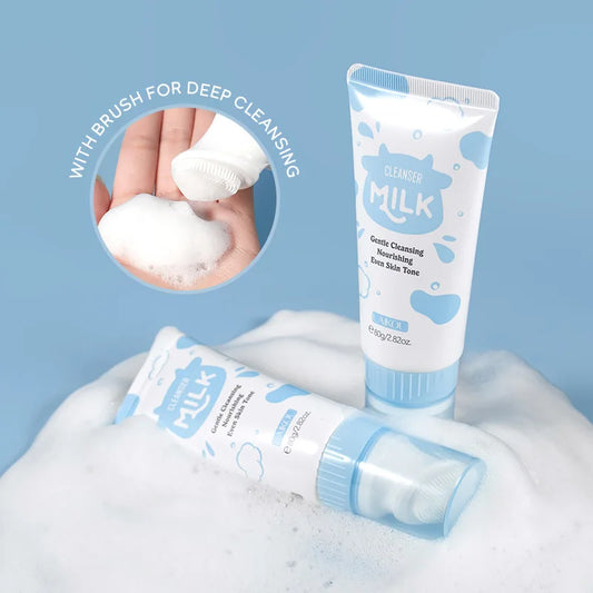 LAIKOU Hyaluronic Acid Milk Cleanser — Hyaluronic Acid — White and blue milk cleanser tube on white background