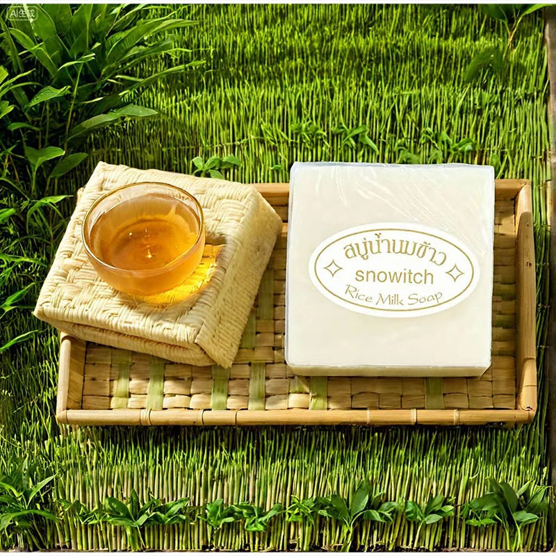 Creamy rice milk soap bar with soft lather for gentle moisturizing