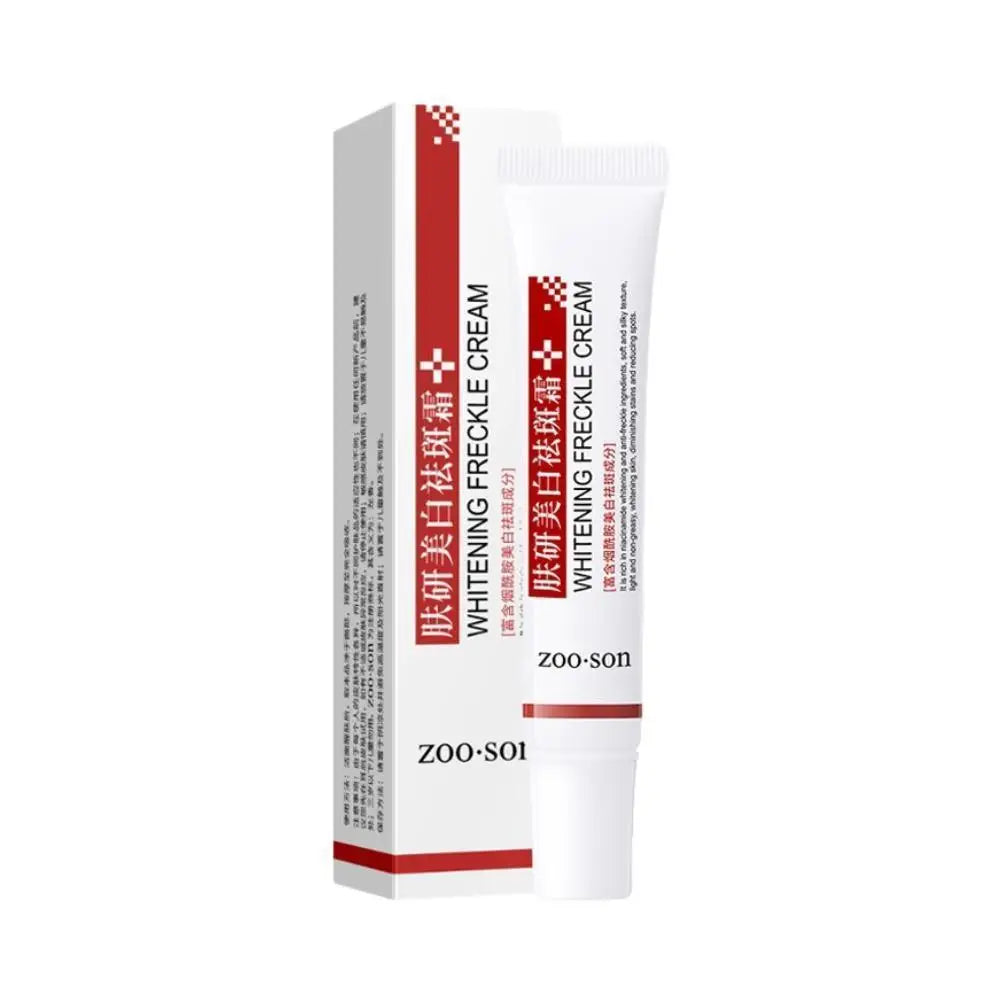 ZOO-SON Niacinamide Brightening Freckle Cream — Niacinamide — White and pink squeeze tube on white background