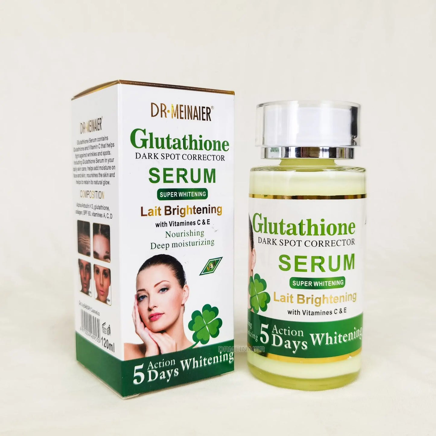 Kojic acid and vitamin C dark spot correcting serum bottle