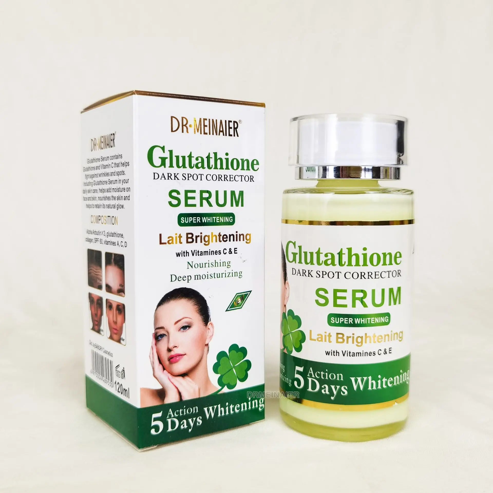 Kojic acid and vitamin C dark spot correcting serum bottle