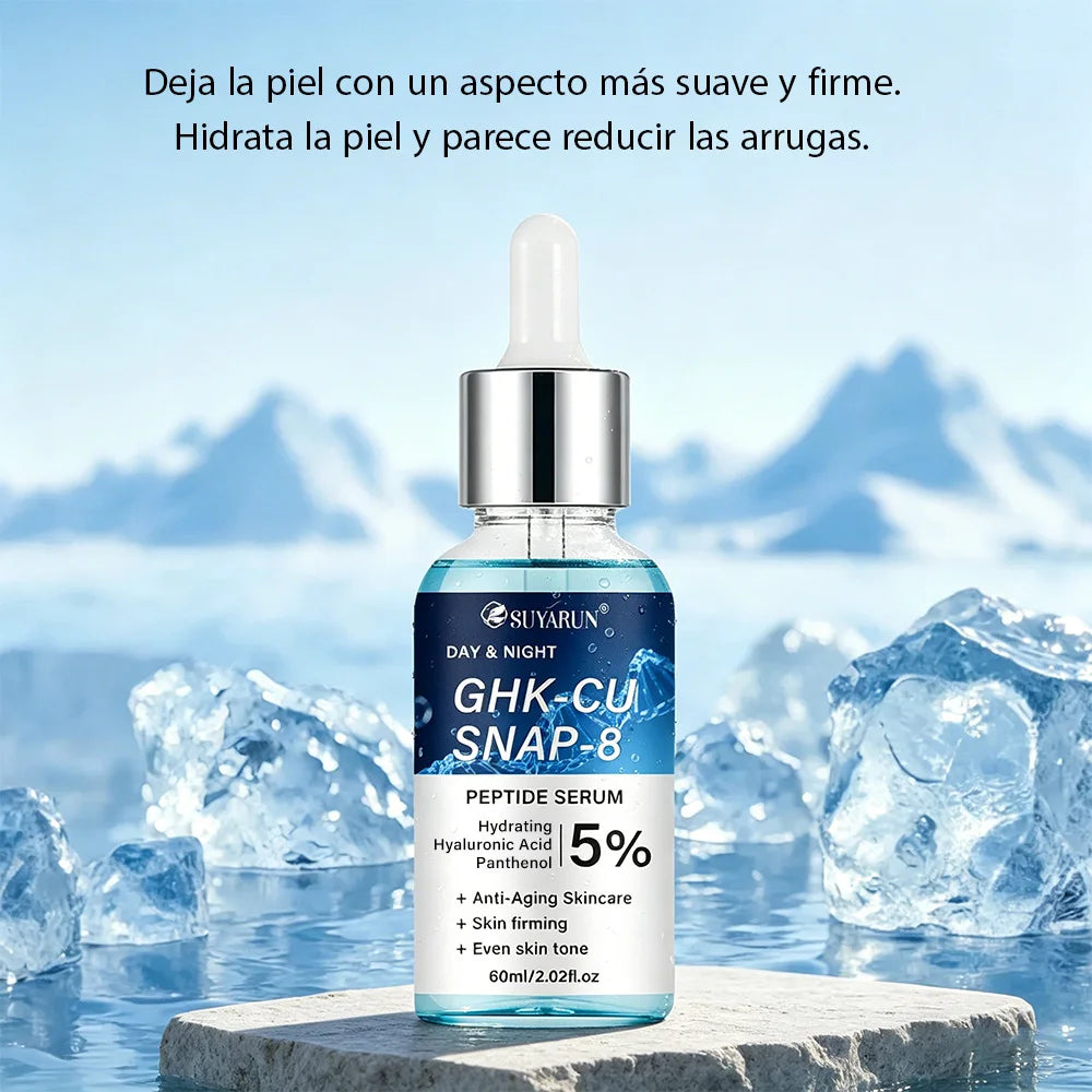 Firming peptide serum bottle with dropper, anti-aging skincare product