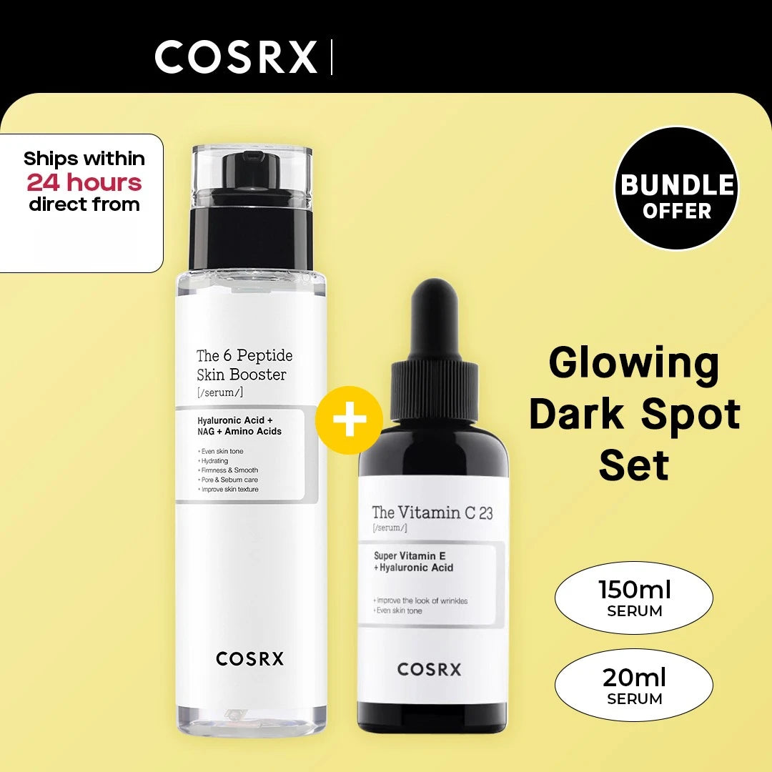 Peptide skin booster and vitamin C brightening serum set for dark spot correction