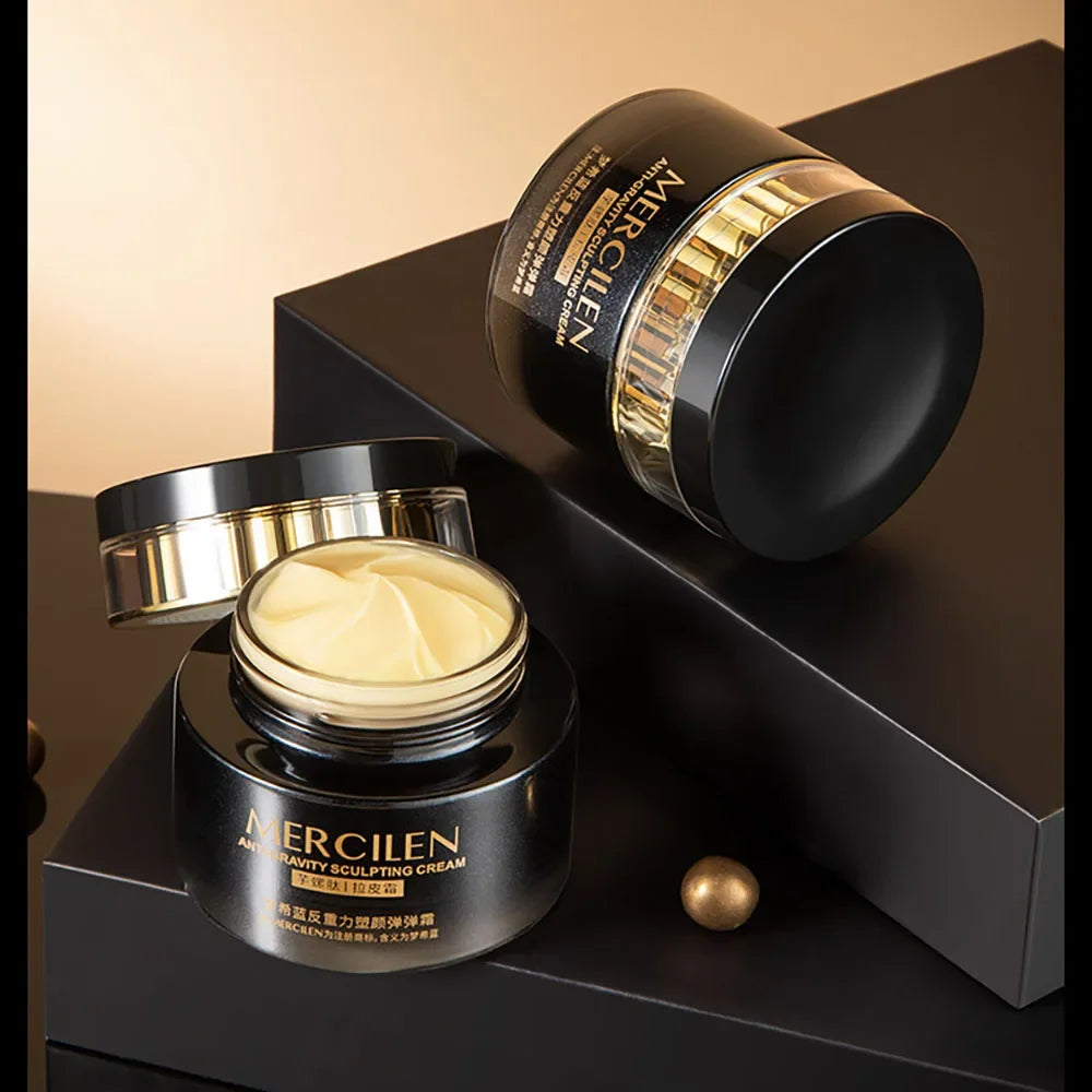 MERCILEN Conopeptide Anti-Gravity Lifting Face Cream — Conopeptide — Cream applied on facial skin anti-gravity lift demo