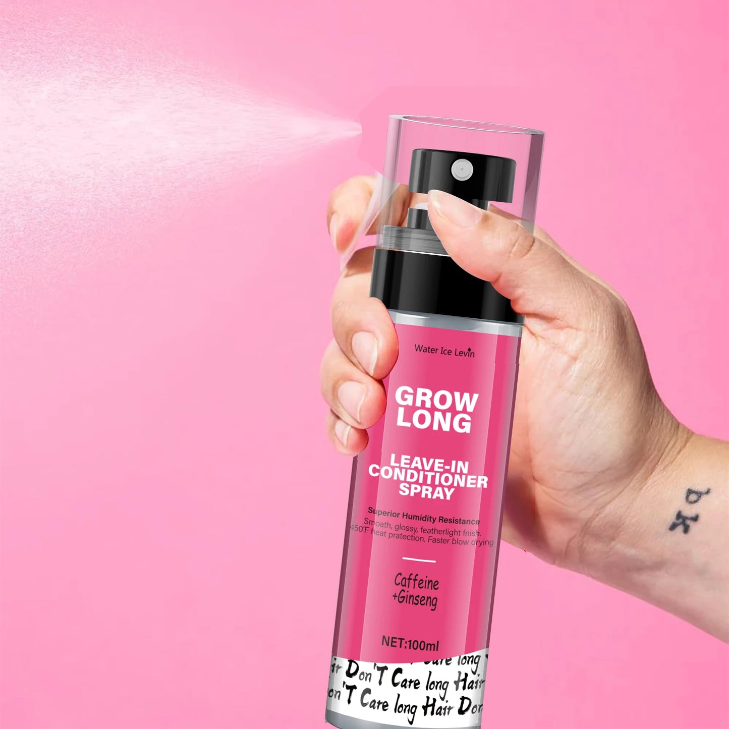 Leave-in spray bottle with biotin and vitamin E