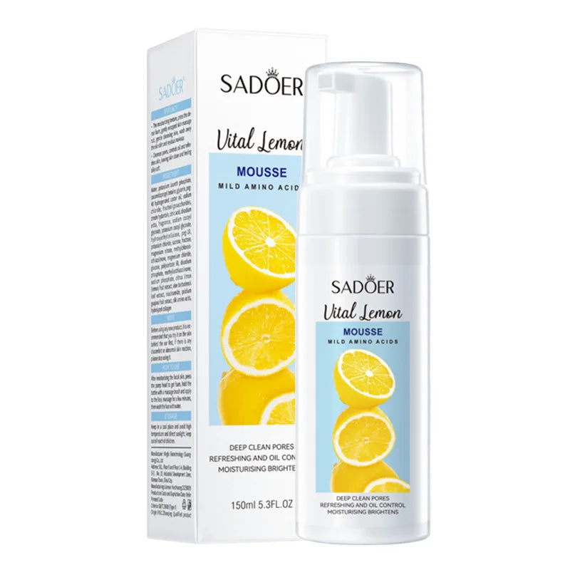 Facial foam cleanser bottle with vitamin C and coconut extracts for deep cleansing and hydration