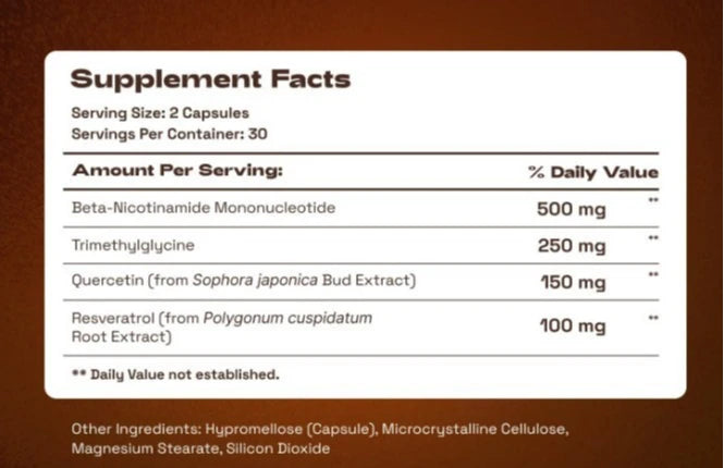 NMN capsule supplement bottle, 1000mg NAD+ support for brain energy, 60 capsules