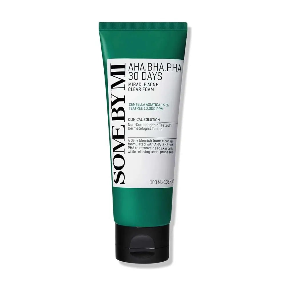 Exfoliating facial toner bottle with AHA BHA PHA triple acid blend