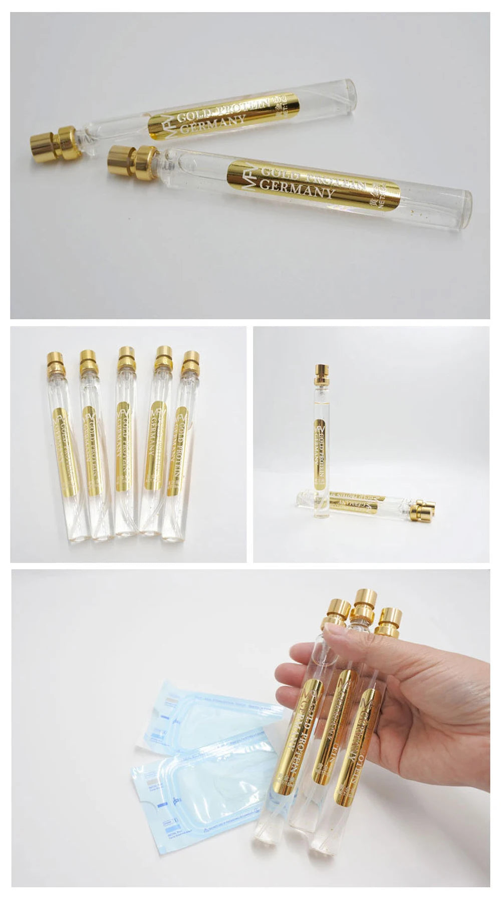 Gold peptide lifting face serum in a bottle for anti-aging skincare