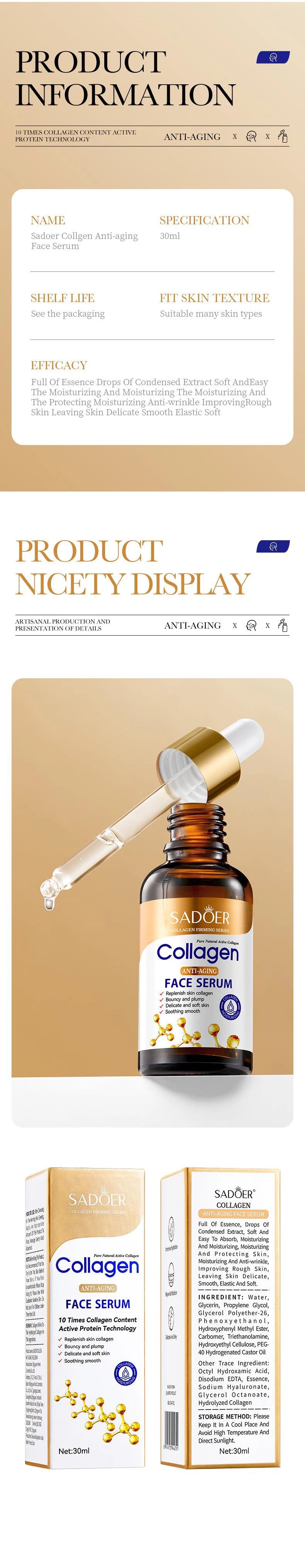 Collagen nourishing firming facial essence serum bottle