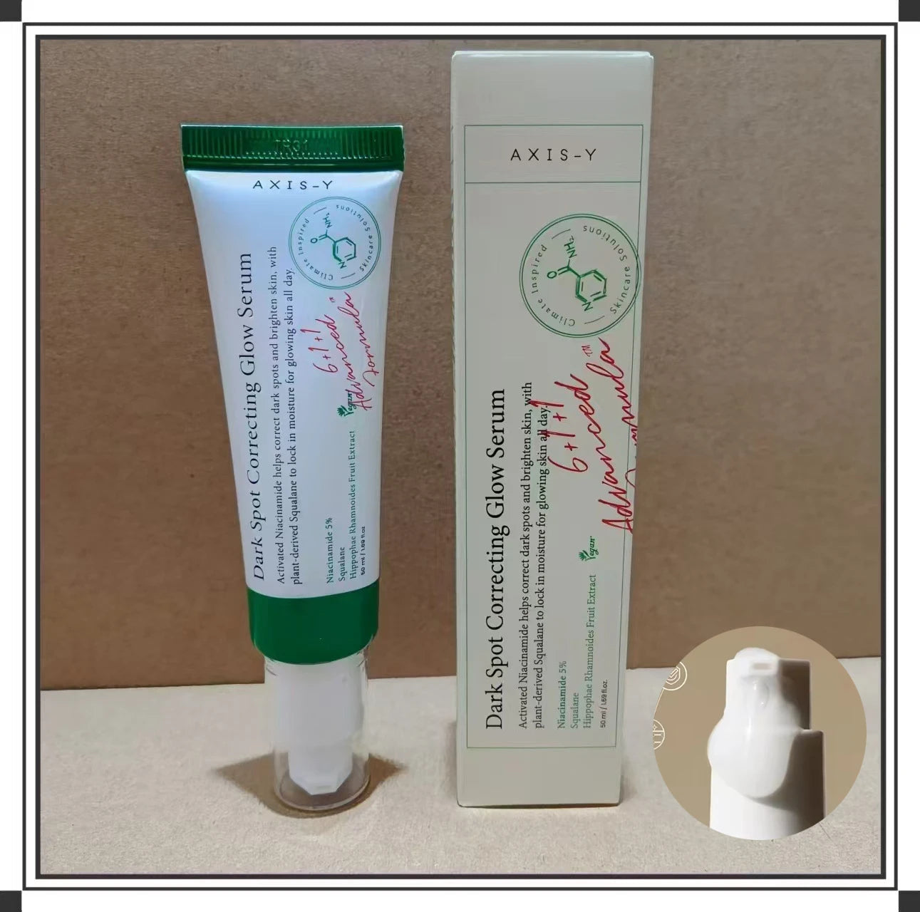 Serum cream for dark spots, brightening and glow-boosting skincare product with advanced formula.