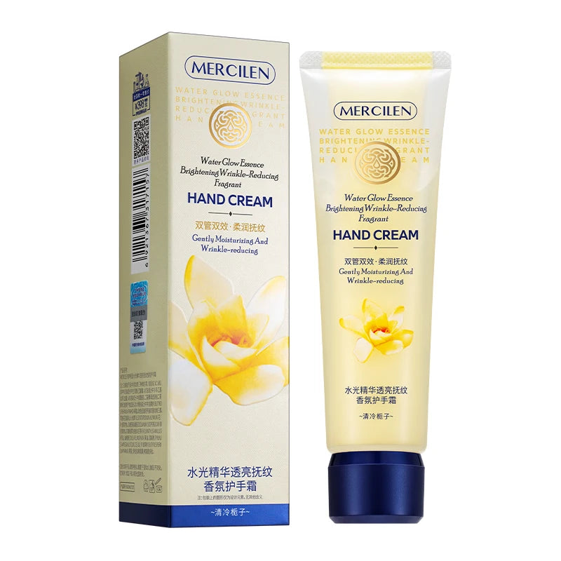 Mercilen Water-Glow Essence Translucent Fragrance Hand Cream 80g, Contains Niacinamide, Collagen, Vitamin E, and Plant-Based Squalane for Hydrating, Firming, and Nourishing Skin, Moisturizing Dry Skin, Making Hands Radiant an