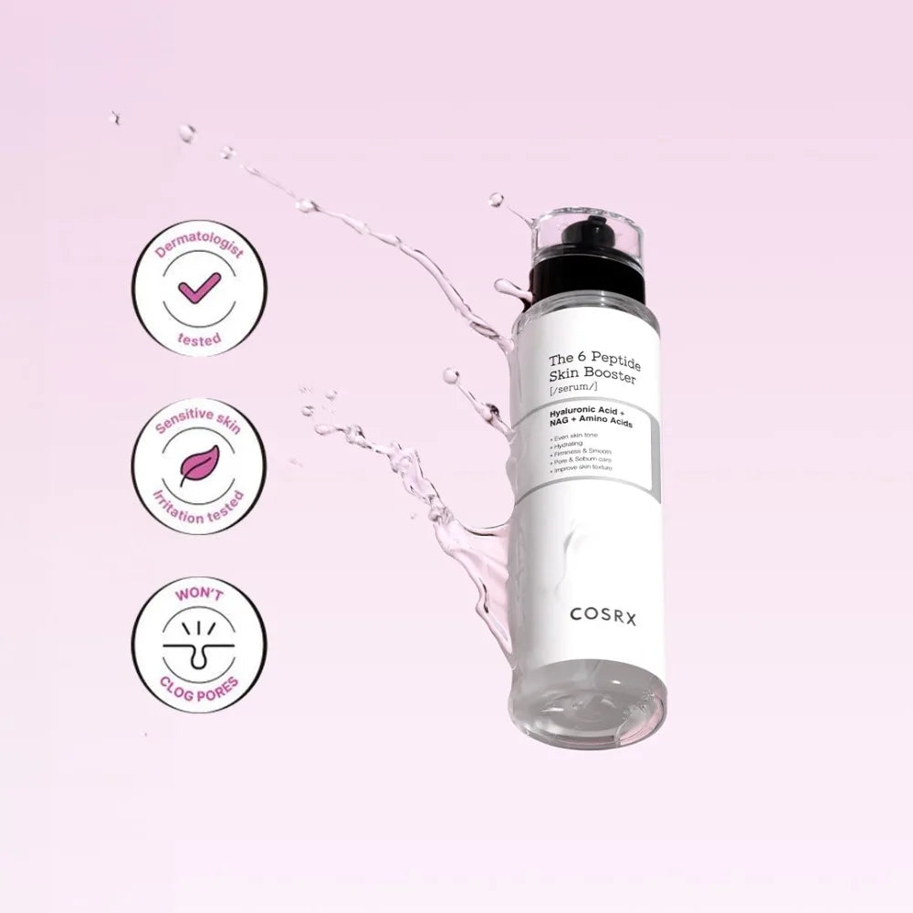 Peptide skin booster serum and vitamin C brightening serum set, two bottles