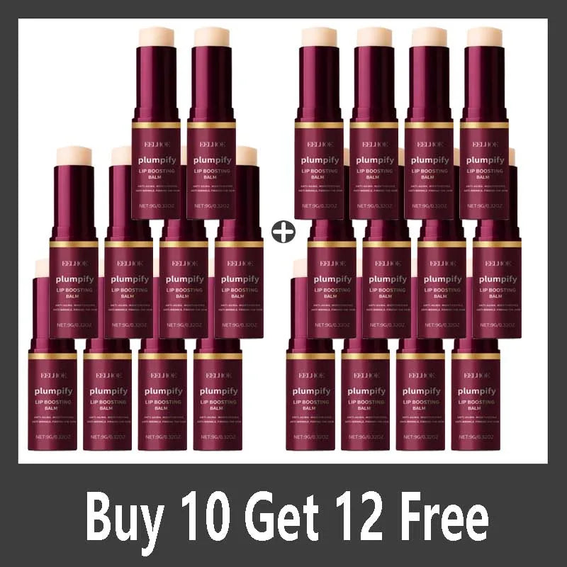 Moisturising lip balm tube designed to plump and boost lips