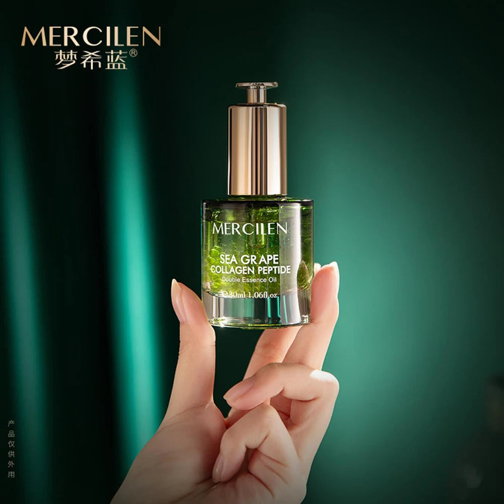 MERCILEN Double Rose Time Revitalizing Essence Oil — rose + essential oils — batch code on packaging on white background