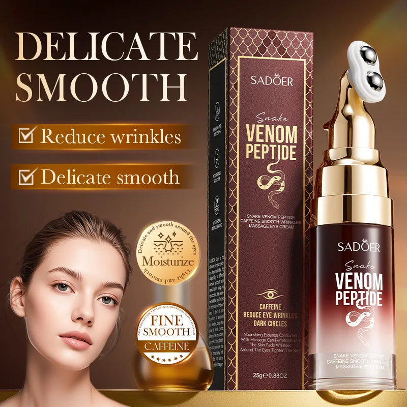 SADOER Snake Venom Peptide & Caffeine Firming Eye Cream — Snake Venom Peptide & Caffeine — Eye cream texture on fingertip