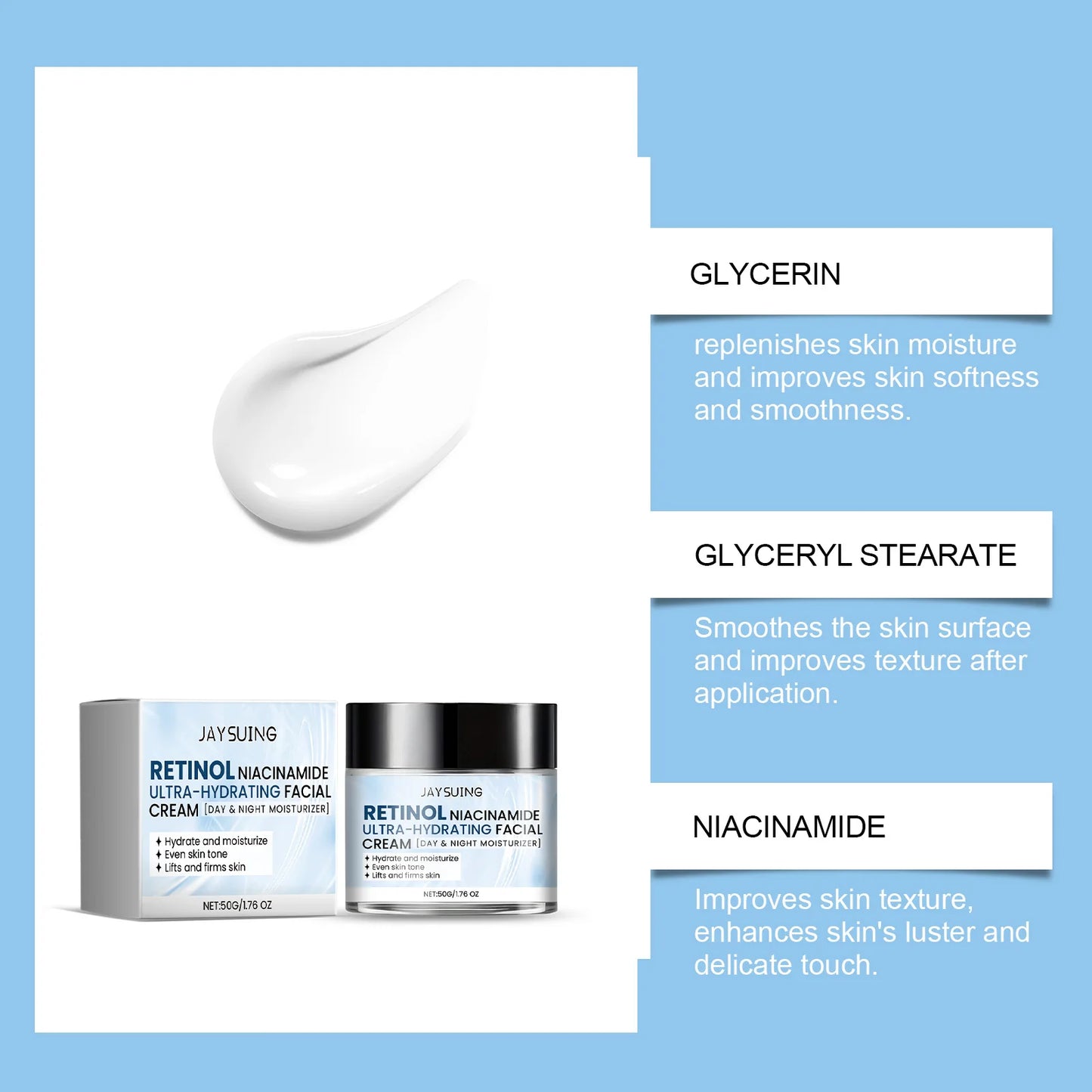 Moisturizing barrier cream with niacinamide and retinol in a jar