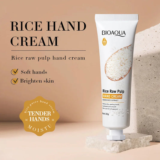 Hand cream tube with white rice extract for moisturizing and whitening hands