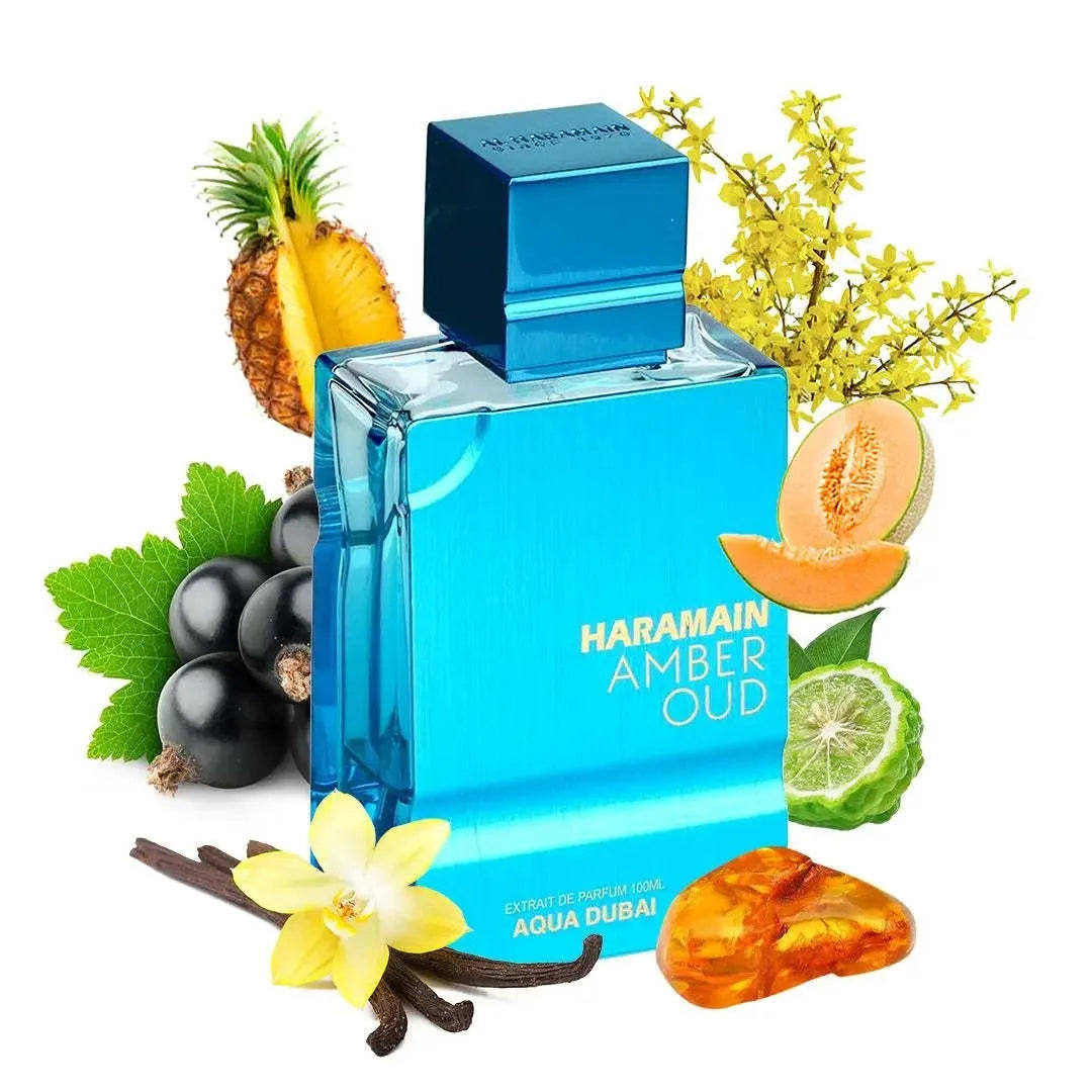 HARAMMAN Amber Oud Aqua Extrait — amber + oud + aquatic — product box packaging