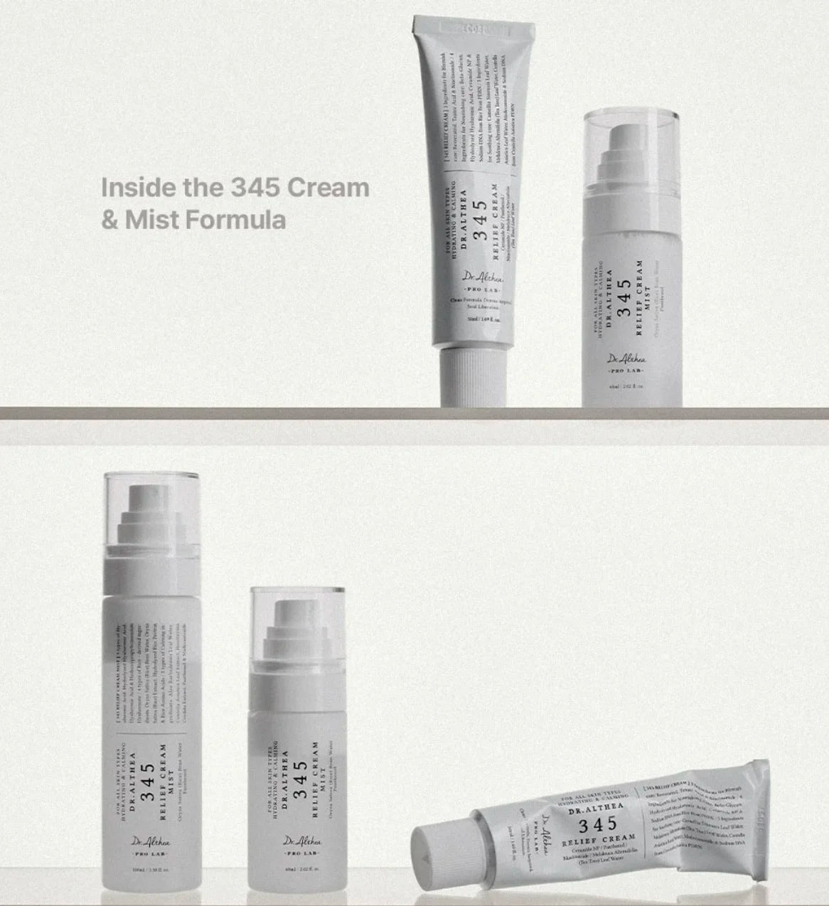 DR ALTHEA 345 Relief Cream Mist — 345 Relief Formula & Antioxidant — 345 Relief formula key ingredient illustration