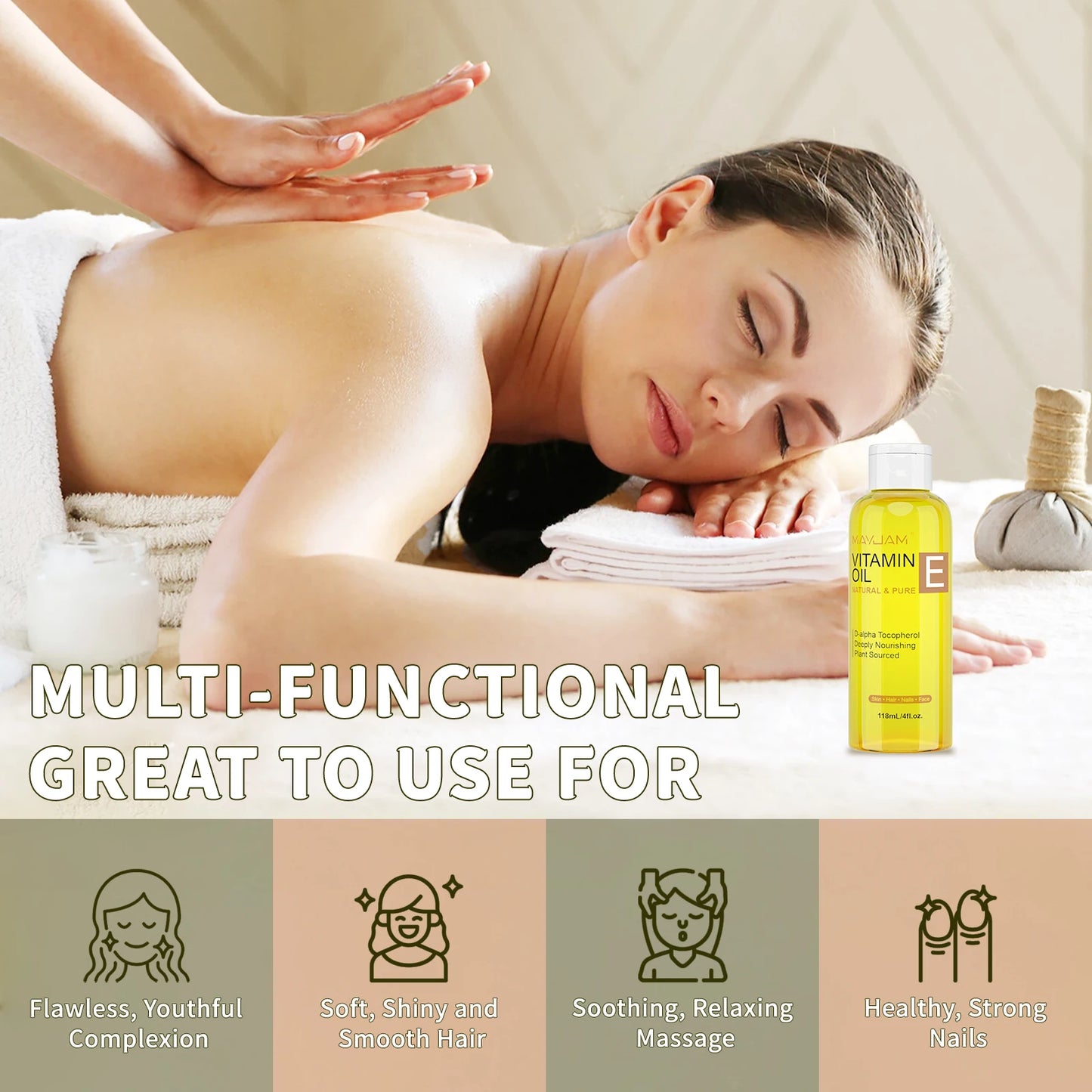 Vitamin E face oil bottle with dropper for brightening and moisturizing skin