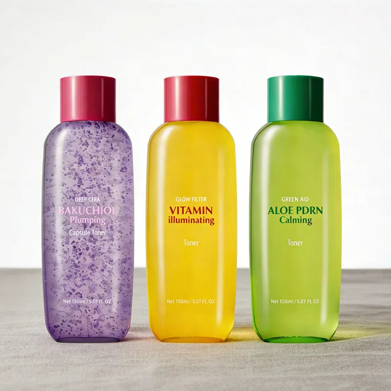 Aloe vera ceramide toner bottle for hydrating soothing skincare
