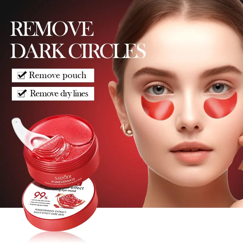 Red pomegranate collagen eye mask patches for firming and moisturizing under-eye skin