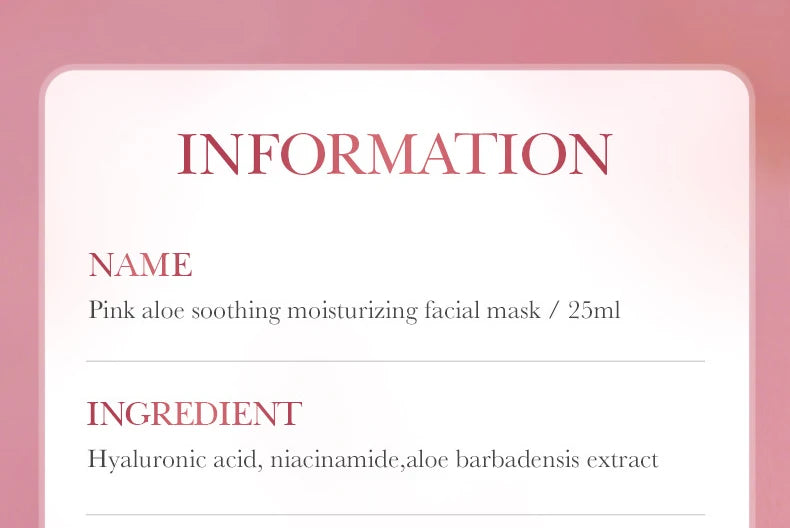 Pink aloe hydrating nourishing sheet mask with soothing aloe extract