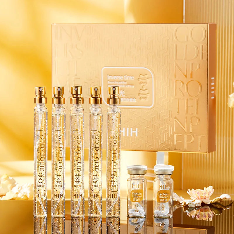 Gold peptide lifting face serum in a bottle for anti-aging skincare