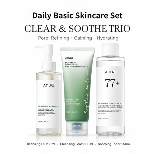 Anua Heartleaf Deep Cleansing Foam,77 Acne Soothing Toner and Facial Moisturizing Oil