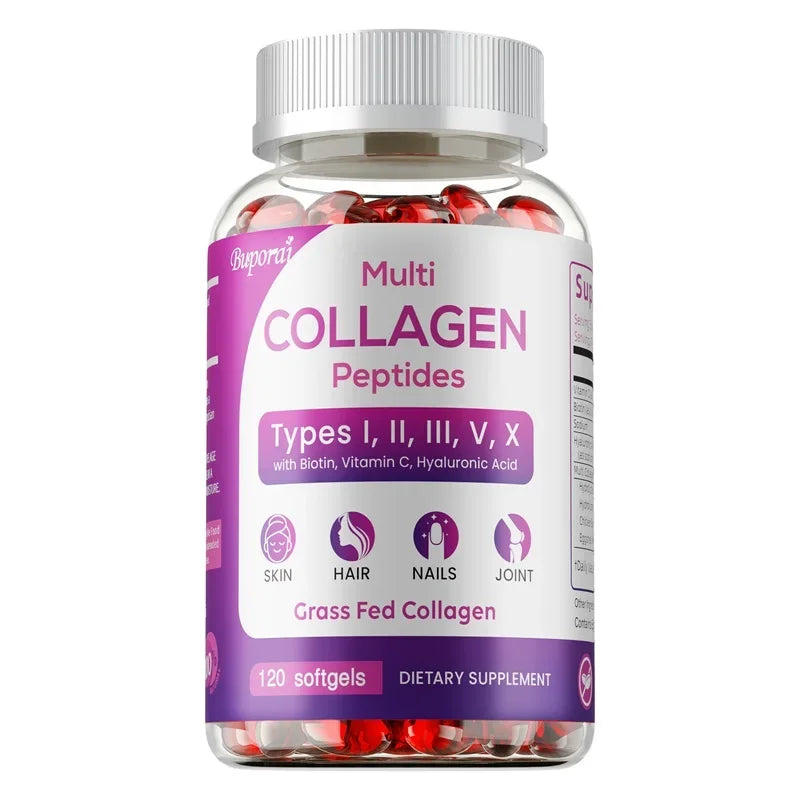 SkinSwaag Beauty BuPOREI Multi Collagen Peptides — collagen + biotin + vitamin C + hyaluronic acid — product on white background