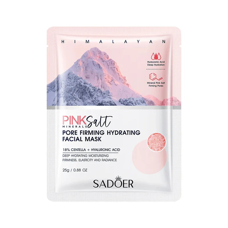 Himalayan Pink Salt facial mask sheets for hydrating, brightening and firming skin care, pack of 5