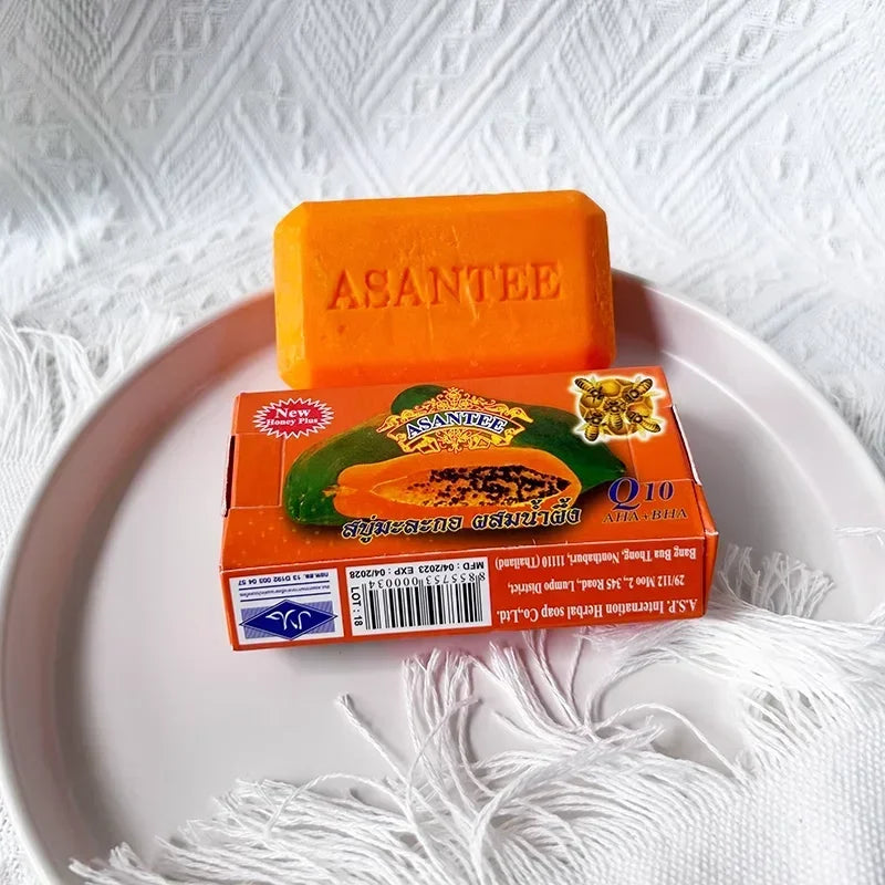 ASANTEE Papaya Honey Herb Soap — Papaya & Honey — Handmade soap bar front view